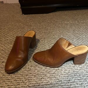 Madewell Brown Mules with Textured Leather Finish
